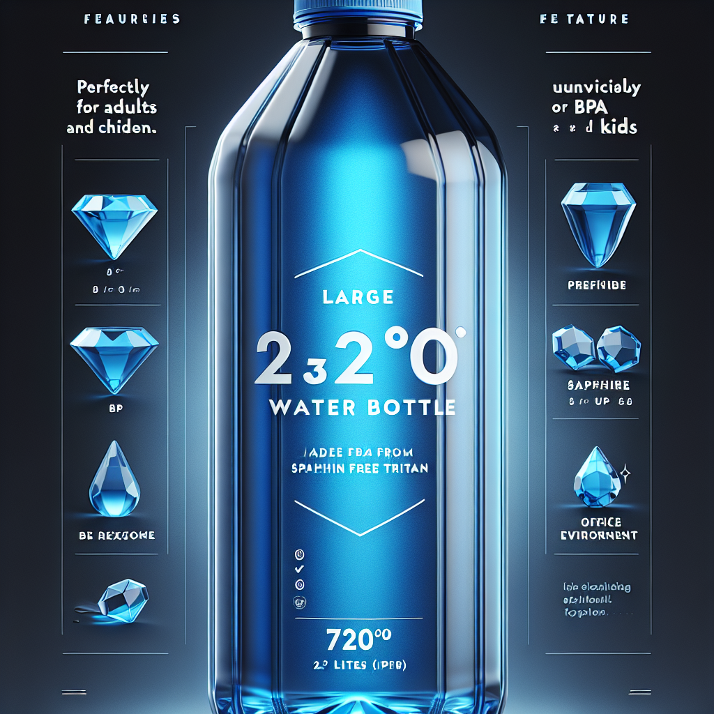 720°DGREE Gallon Water Bottle 2.3 litre | BPA, BPS Free | Tritan | For Adults & Kids | For Sports, Gym, Office, Workout | Crystal Clear Sapphire Blue