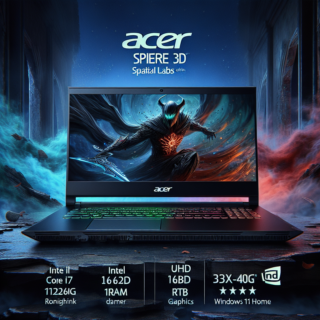Acer Aspire 3D 15 SpatialLabs Edition Gaming Laptop Intel Core i7-13620H Processor (16GB/1TB/NVIDIA RTX4050/Win11Home) A3D15-71GM, 39.6 cm(15.6") UHD 3840 x 2160 IPS Display, Obsidian Black, 2.32KG