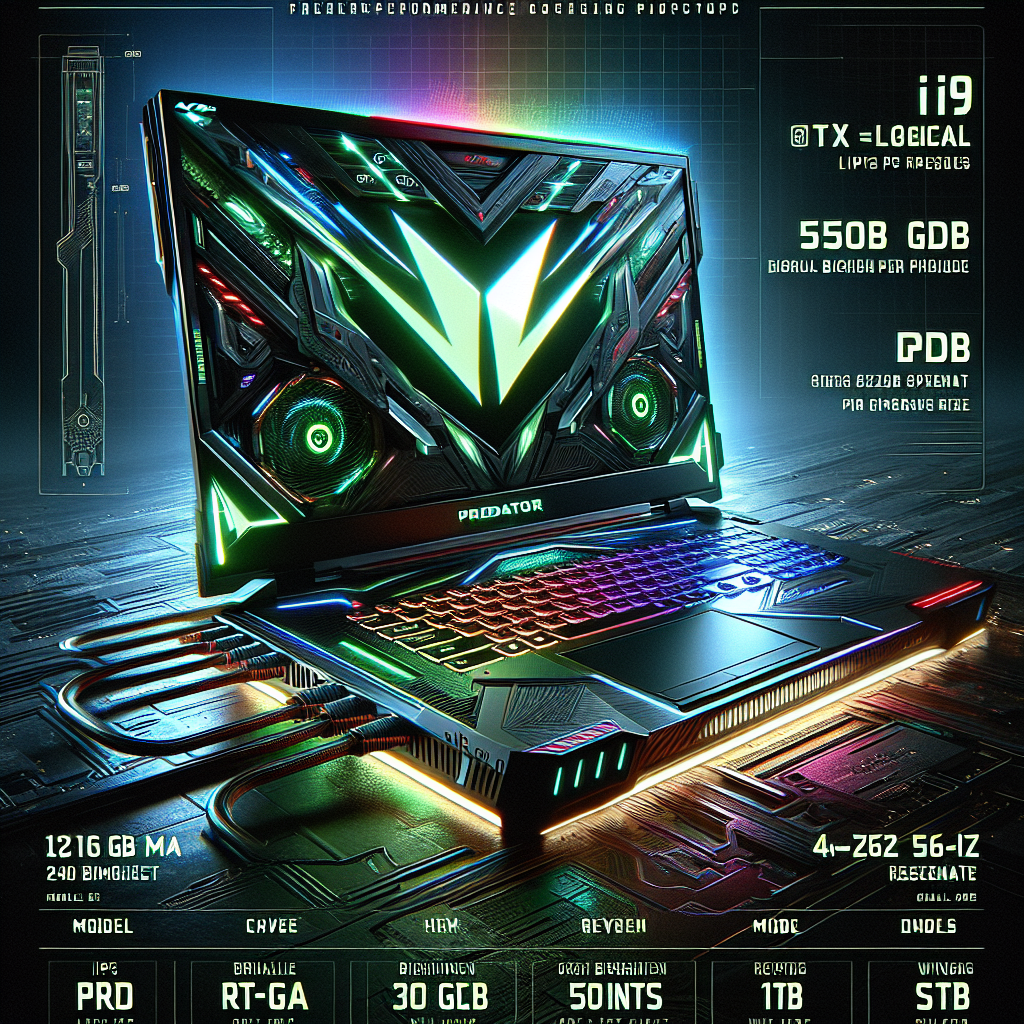 Acer Predator Helios 16 Gaming Laptop i9-14900HX Processor, RTX 4080-12GB GDDR6, WQXGA IPS Display, 500 nits, 240 Hz Refresh Rate, Per Key RGB (Win11 Home/ 32GB/ 1TB SSD) - PH16-72, 40.64 cm(16")