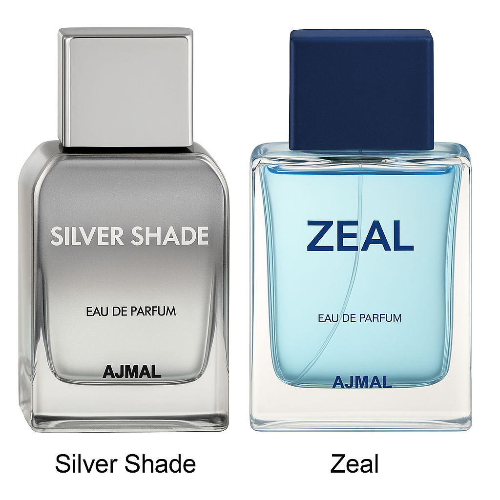 Ajmal Silver Shade EDP Citrus Woody Perfume 100ml for Men and Zeal EDP Aquatic Woody Perfume 100ml for Men