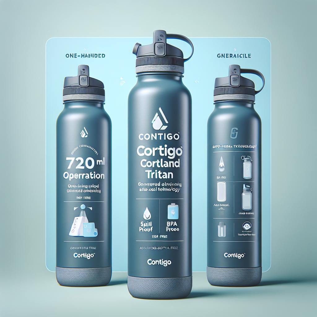 Contigo Cortland Tritan Water Bottle I One Handed Operation, Spill Proof & Leak Proof BPA Free Bottle with Autoseal Technology, 720 ml
