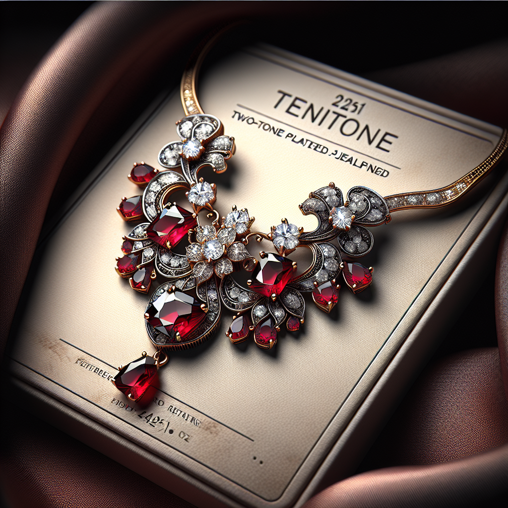 Jewar Mandi Red Ruby CZ FINE Two Tone Plated Vintage Gemstone Stylish Designer Pave Jewelry 4261 for Womens Girls