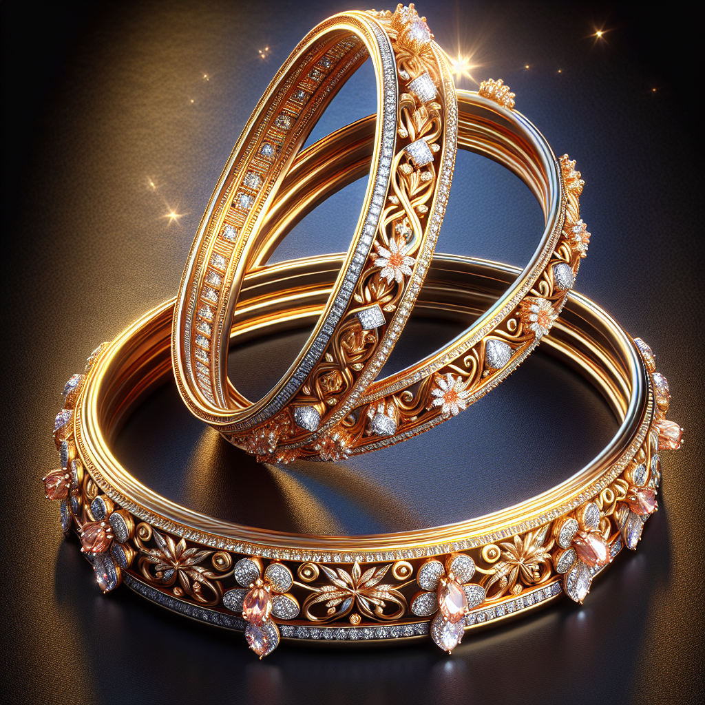 LAVAZZA Golden Metal Bangles Set with American Diamond & Zircon Stone For Women & Girls | Traditional AD Bangles Kangan | Latest Girl's Bangles Kada | Fancy Bangles For Women Wedding, Party- Set of 2