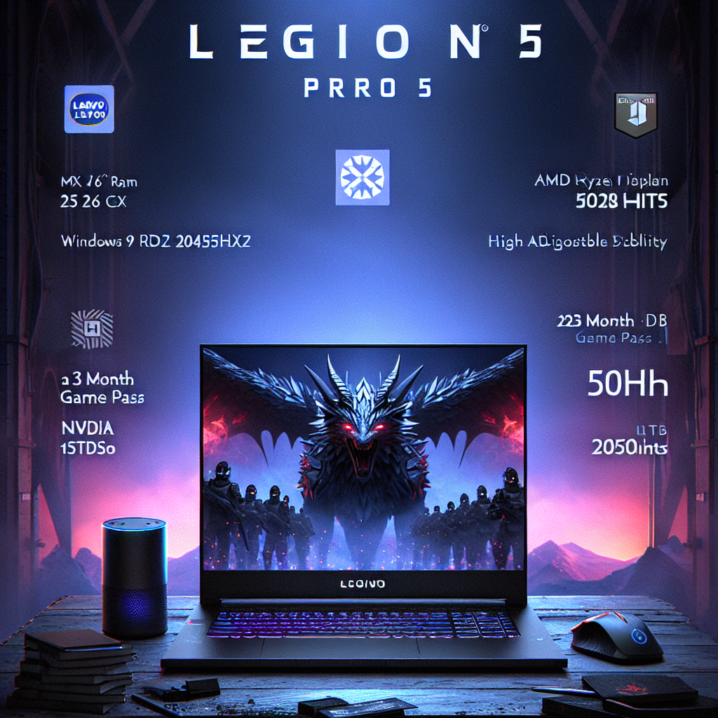 Lenovo Legion Pro 5 AMD Ryzen 9 7945HX 16" (40.64cm) WQXGA-IPS 240Hz 500Nits Gaming Laptop (32GB/1TB SSD/Win 11/Office 2021/NVIDIA RTX 4070 8GB/Alexa/3 Month Game Pass/Onyx Grey/2.5Kg), 82WM00FFIN