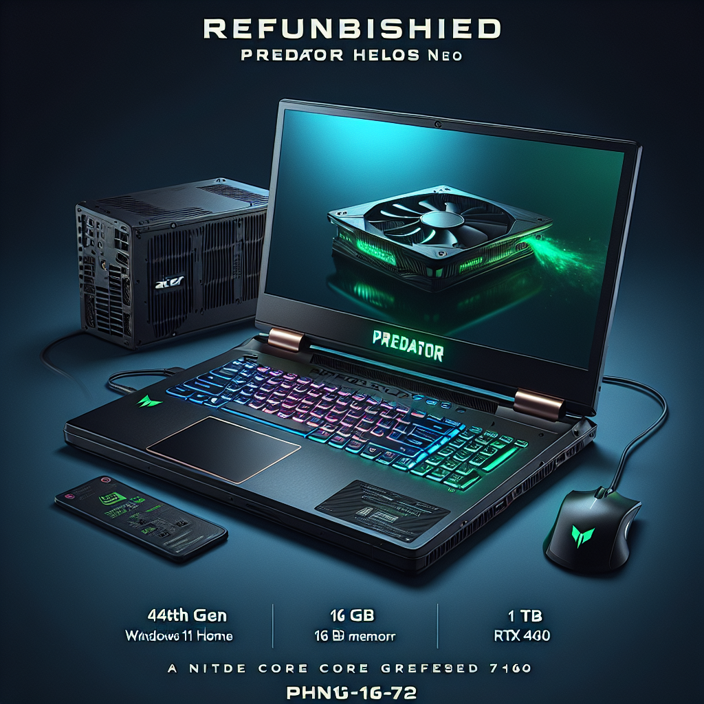 (Refurbished) Acer Predator Helios Neo 16 Gaming Laptop 14th Gen Intel Core i7 Processor (Windows 11 Home/16 GB/1 TB SSD/NVIDIA GeForce RTX 4060) PHN16-72 with 40.64 cm (16") WQXGA Display