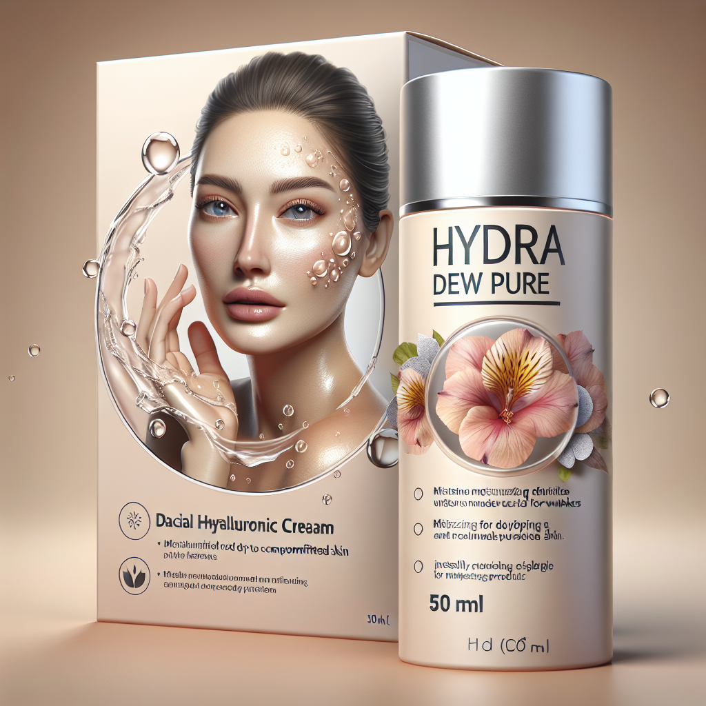 Repechage Facial Moisturizer Cream for Dry to Compromised Skin with Hyaluronic Acid | Hydra Dew Pure Face Moisturizer for Wrinkles | Instantly Dew Complexion Feel Dewy, Radiant and Glowing 50ml.