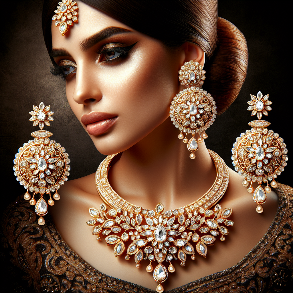 Rubans 22K Gold-Plated Handcrafted Artificial Jewelry Set-Stone Studded with Matching Earrings For Women and Girls – Perfect for Weddings and Special Occasions