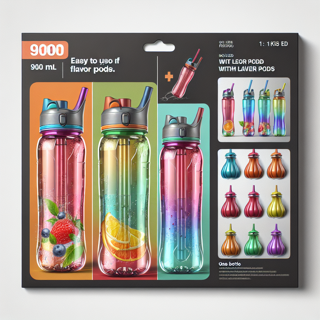 SAJANI Water Bottle With 7 Flavour Pods, Leak Proof Sports Water Bottle With Straw, Fruit Fragrance Water Bottle For Outdoor, Sports And Gym (Multicolor) (Pack Of 1) (900 ml)