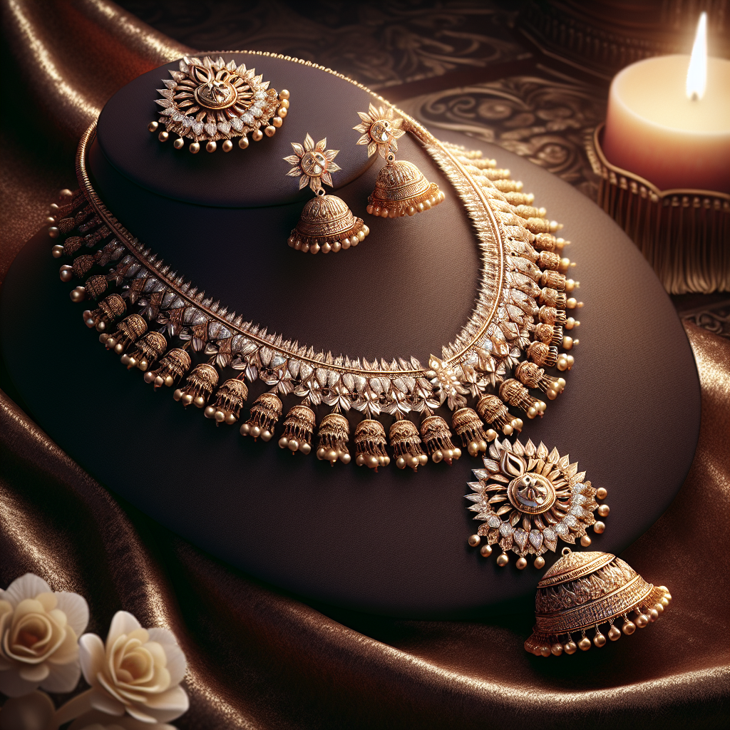 Sasitrends Latest Traditional Temple Necklace Jewellery Set with Jhumka Earrings for Women and Girls