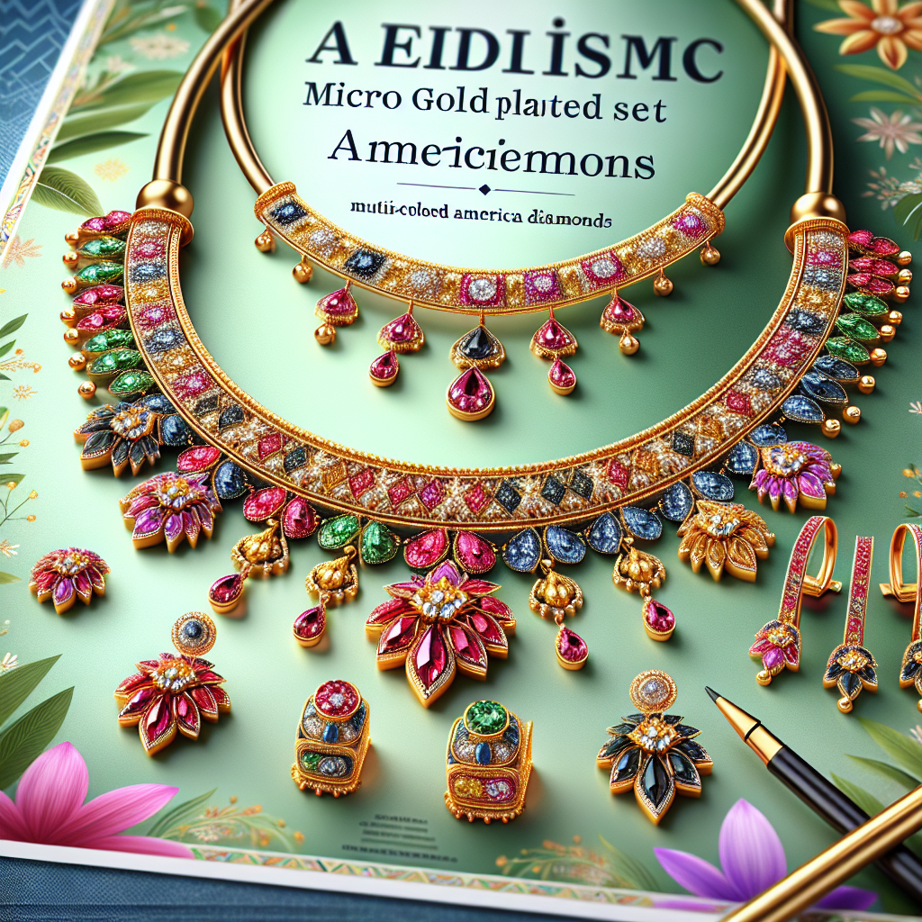 Sasitrends Traditional Micro Gold Plated Multi Color AD American Diamond Jewellery Necklace Jewellery Set for Women and Girls