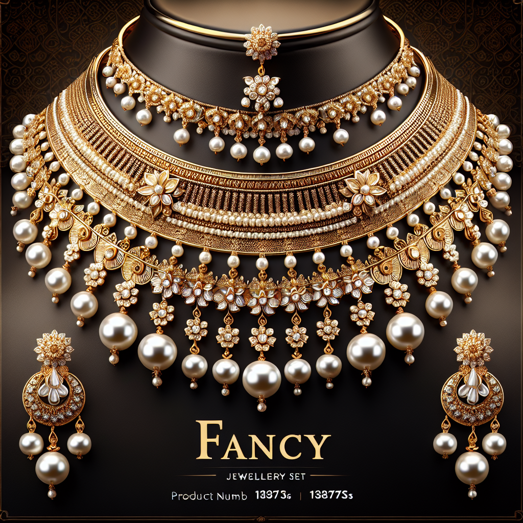 Shining Diva Fashion Latest Stylish Design Fancy Pearl Choker Traditional Temple Necklace Jewellery Set for Women (13873s) (Golden)