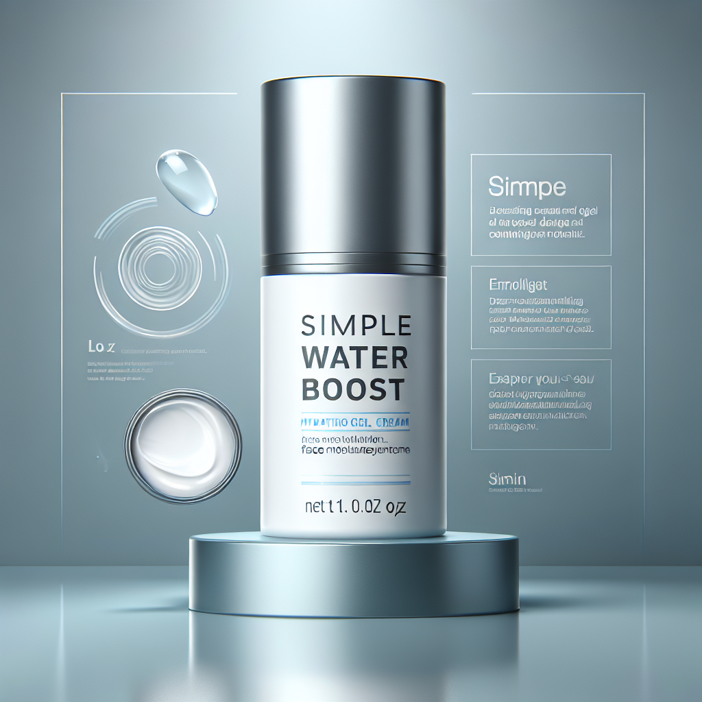 Simple Water Boost Hydrating Gel Cream, Face Moisturizer, 1.6 Ounce