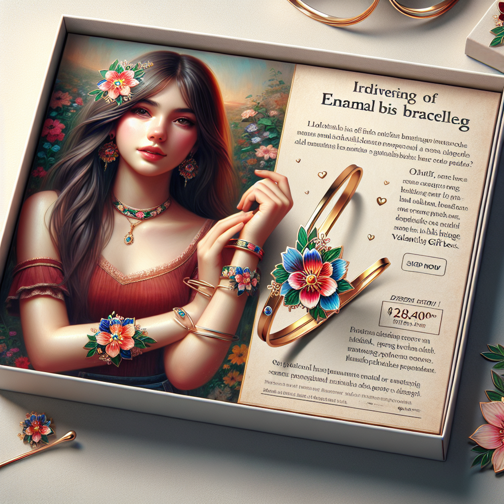 wynameleri Enamel Bangle Bracelet Flower Floral Set of 2 in Gift Box for Girls Ladies Gift Present Valentine Birthday