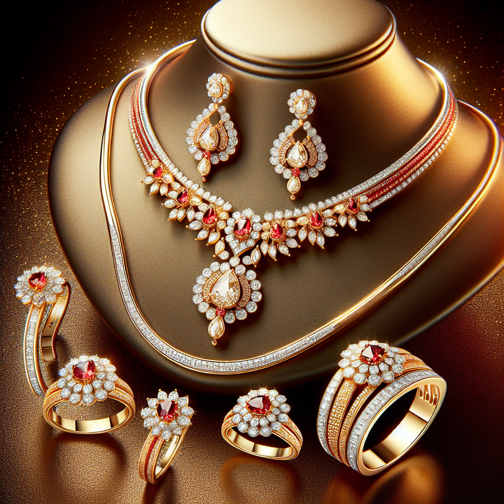 ZENEME Gold Plated Red & White American Diamond Studded Necklace With Earring Bracelet and Ring Combo Jewellery Set For Woment and Girl