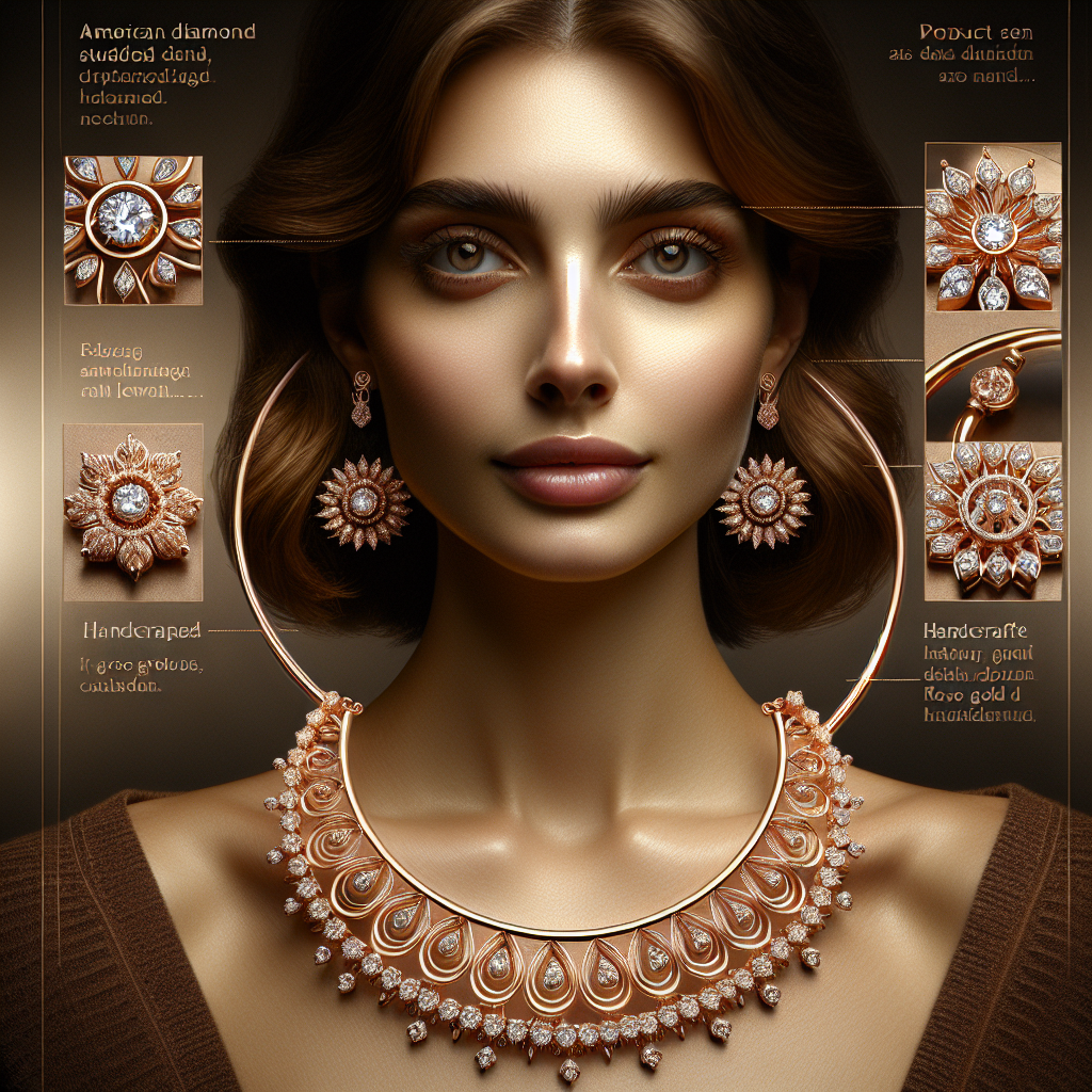 ZENEME Jewellery Set Classic Style AD/American Diamond Studded Rose Gold Plated Handcrafted Circle Necklace Set for Women & Girls