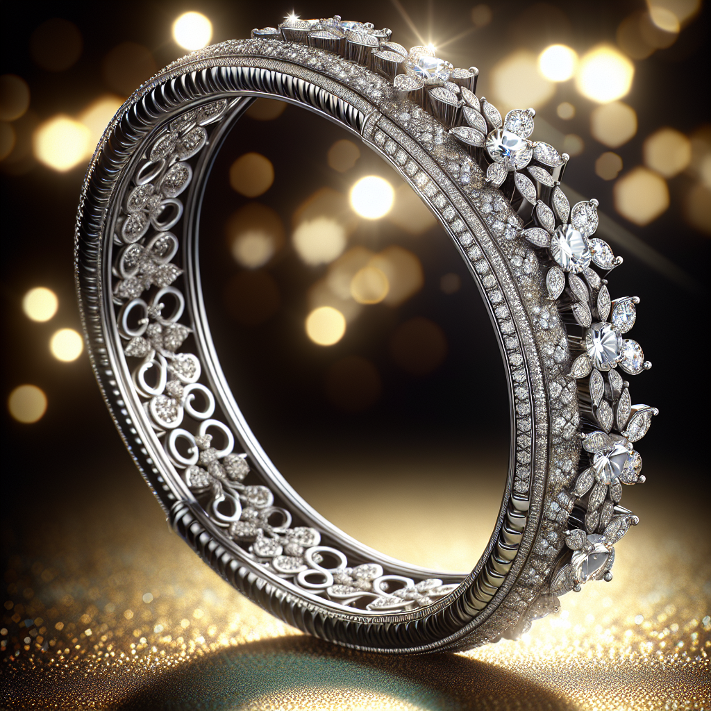 ZENEME Rhodium-Plated White American Diamond Studded Contemporary Kada Bracelet For Girls and Women